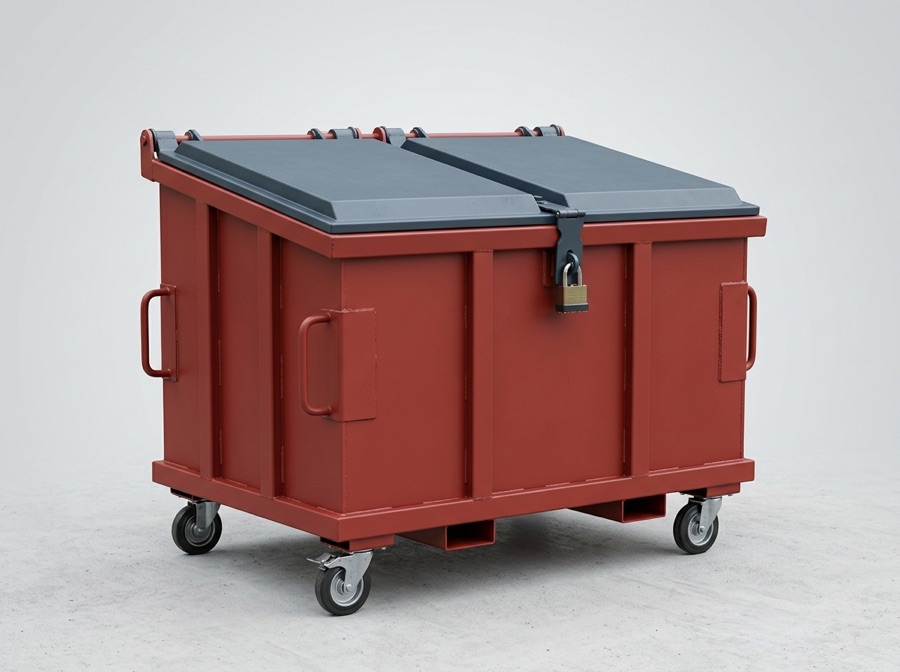 Lukket låsbar avfallscontainer for utleie i Trondheim